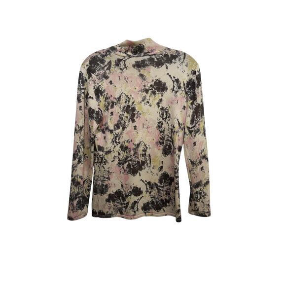 St. John Collection Women Pink Cream Floral Wool abstract blouse Top Size Small - Picture 2 of 6